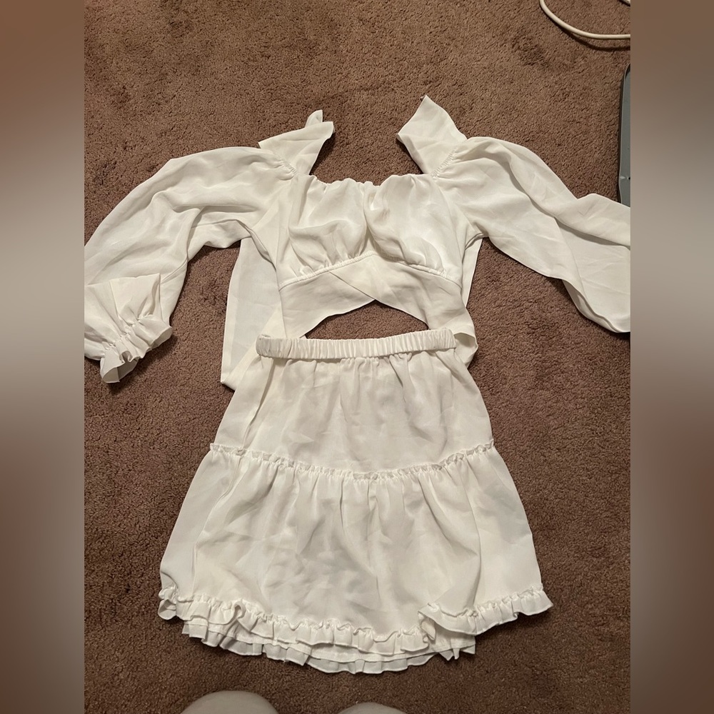 Two piece crop top set, ties in the back.
